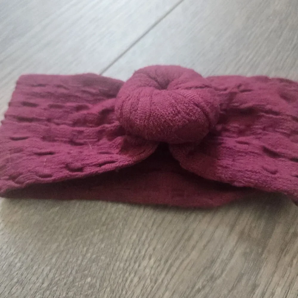 ​LOT OF 3 Baby Bling Bows Headbands Football Cream Pom Maroon Cable Knit Infant
